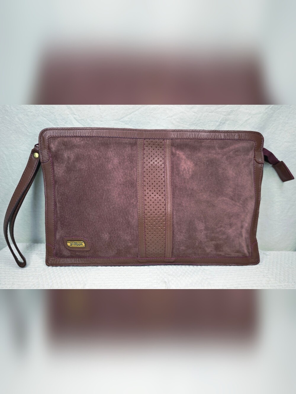 phillippe vintage purple suede and leather clutch